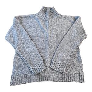 Bebe Knit Cropped Turtleneck Silver Wool Sweater Ribbed Cuff Women’s Size S